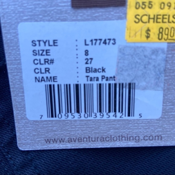 Aventura Organic Cotton Tara Pants black mid rise size 8 NWT - Picture 7 of 12